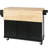 Mobile Kitchen Island Cart With Rubberwood Drop-Leaf Countertop, 3 Drawers & Cabinet Storage, 5-Wheel Rolling, Black-1000622280