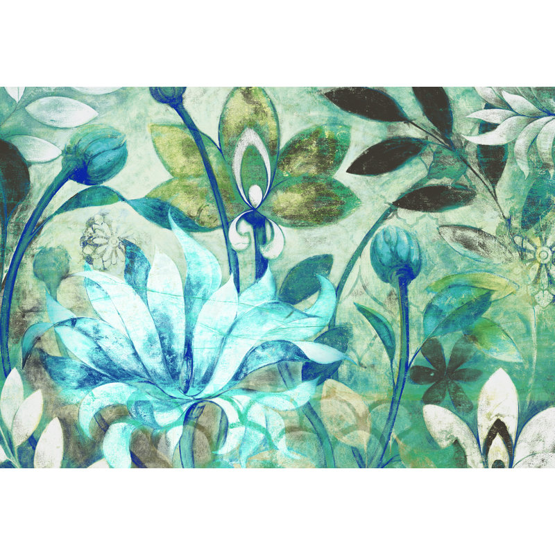 Blue And Silver Flowers Two - Wrapped Canvas Art Prints, 61cm H x 91cm W x 3.8cm D