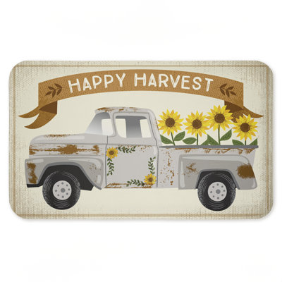 Happy Harvest Fall Truck Printed Anti-Fatigue Floor Mat, design by Arrolynn Weiderhold, 30"x18"