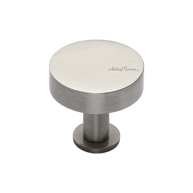 Poignée d'armoire à disque moleté avec rosette, Nickel satiné, 1 1/4"