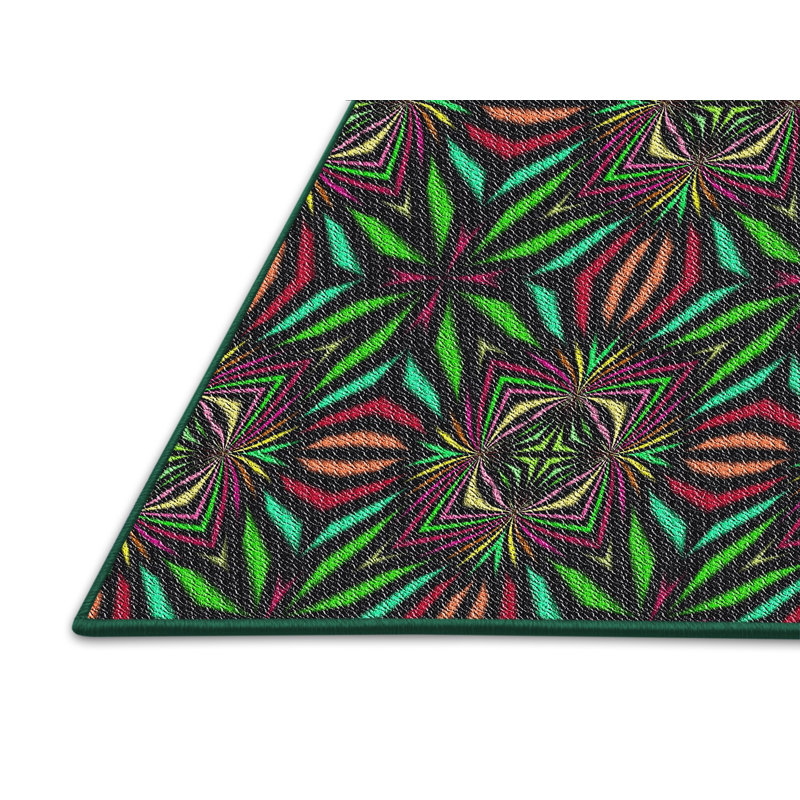 Tapis vert/rouge tissé à la machine, Rectangle 3 pi x 5 pi