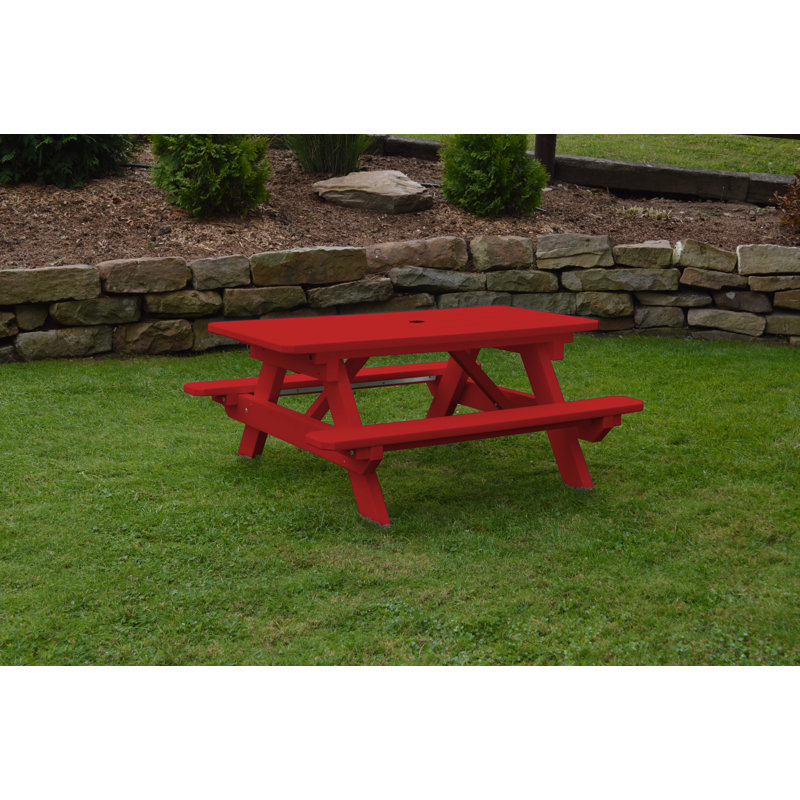 Axemann Patio Dining Set with Rectangular Table, Bright Red