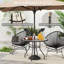 Outsunny 100 cm Round Dining Table with Parasol Hole, Steel Frame, Black