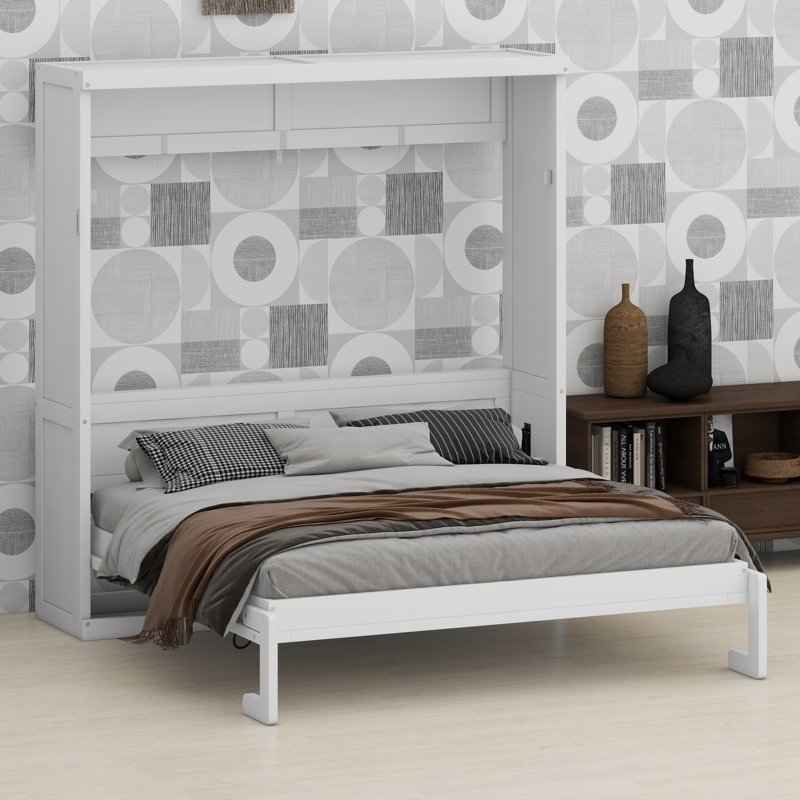 Base de lit escamotable convertible escamotable en armoire de rangement, Blanc