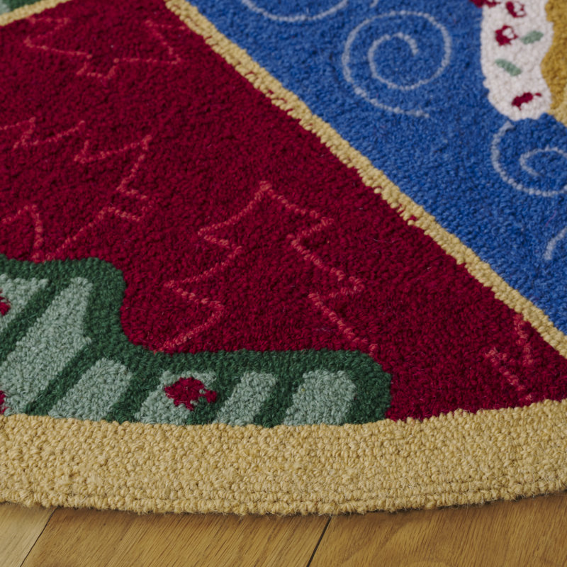 Tapis floral en laine crocheté à la main Paget, Rond 5 pi 6 po