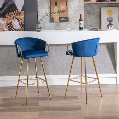 Dardar Stools,with Chrome Footrest and Base /Golden Leg Simple Bar Stool