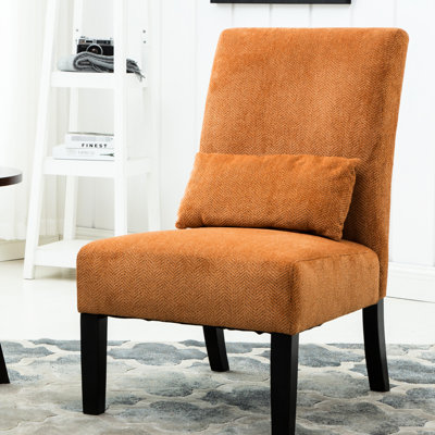 Chaise en tissu de chenille orange - siège, siège d'appoint contemporain au design moderne, structure en bois massif, coussin confortable, style avant-gardiste