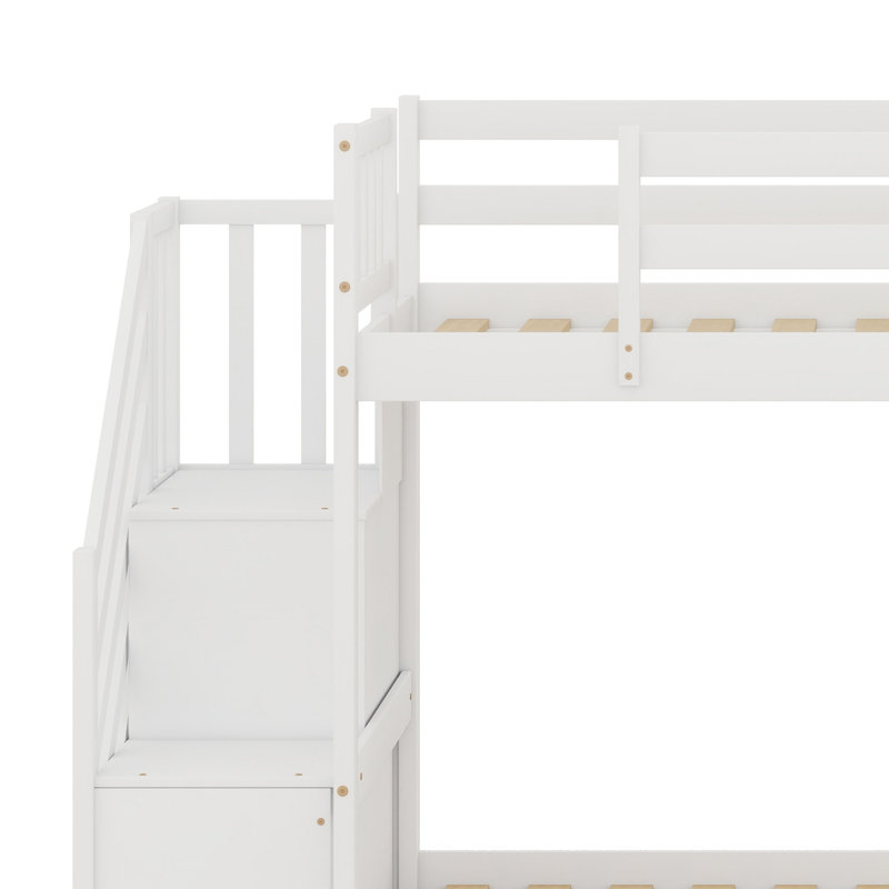 Bunk Bed With Slide And Stairway, White