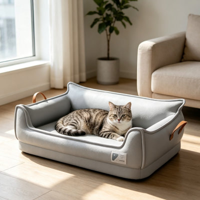 Lit rectangulaire orthopédique en similicuir pour chien, canapé-lit imperméable détachable pour animaux de compagnie avec base antidérapante, lit de couchage intérieur et extérieur résistant aux égratignures pour chiens de taille moyenne à grande