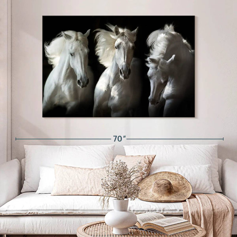 Brampt Three White Horses, 34" H x 51" W