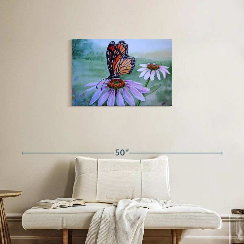 Harnek papillon sur une fleur de corne, H 20 po x l 30 po
