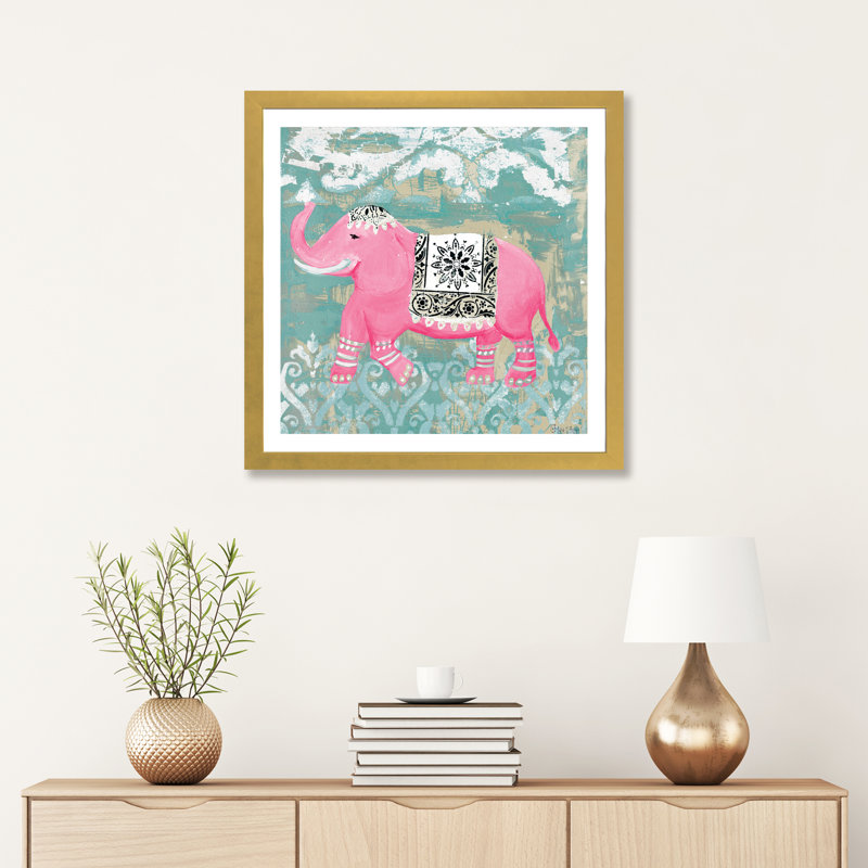 «Pink Bazar I» par Hakimipour-Ritter - impression, H 24 po x l 24 po x p 1 po, Papier encadré doré, Blanc