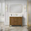 Juliette Single Sink Freestanding Warm Walnut Bathroom Vanity with White Quartz Top, Hardware-125138213-131231273