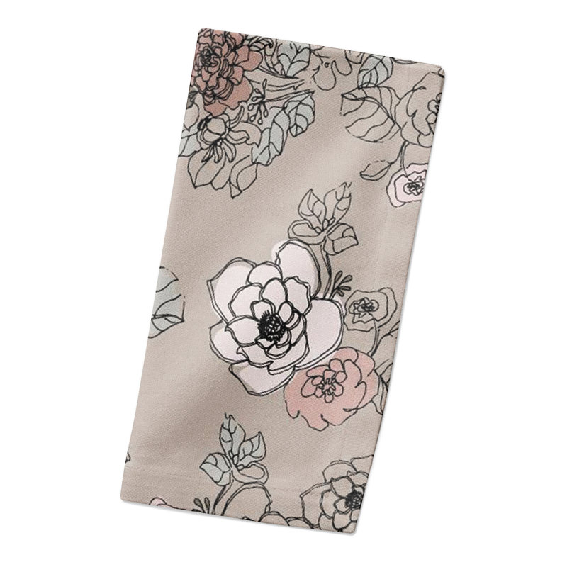 Intricate Floral Rectangular Napkkin, Gray