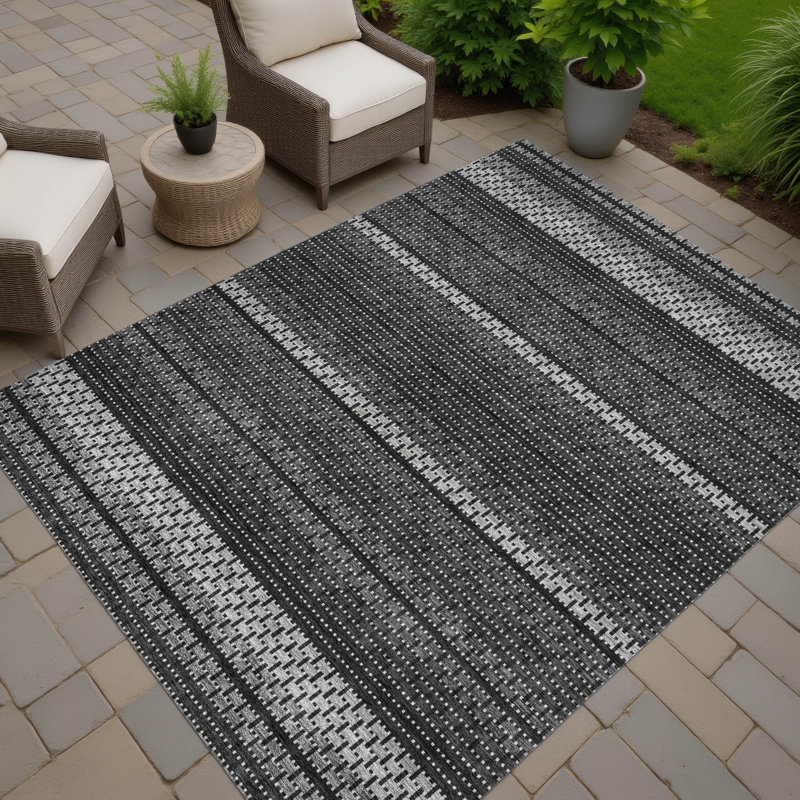 Machine Washable Indoor/Outdoor Lockway ACN2427 Stripes Rug, Rectangle 8' x 10'