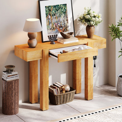Console avec tiroir caché, prise de courant latérale pour l'entrée et le salon