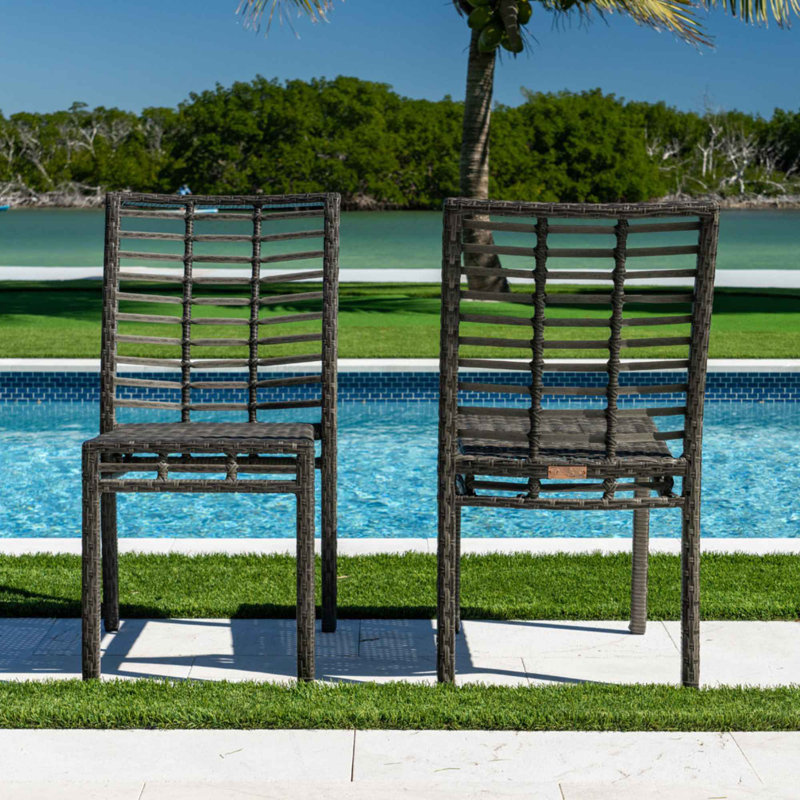 Graphite Grey Stacking Outdoor Dining Chair with Cushion