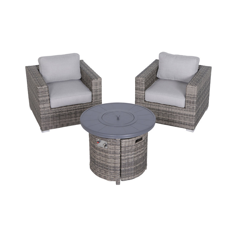 Biles 3-Piece Sectional Seating Group with Cushions, Mixed Gray