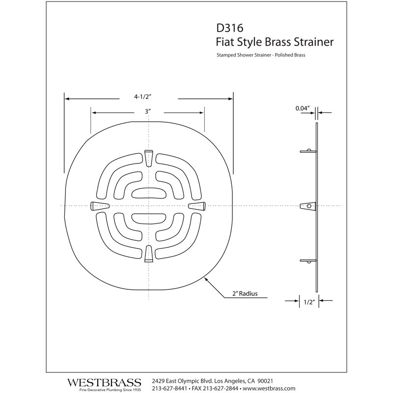 4-1/2" OD Brass Snap-In Shower Strainer Drain Cover, Polished Nickel