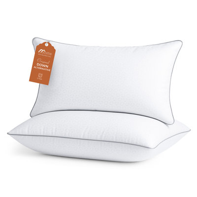 King Size Pillows Set of 2, Bed Pillows for Side, Back, and Stomach Sleepers - Oeko-Tex Certified Supportive Down Alternative Plump Filling - Hotel Quality and Machine Washable, 2 Pack