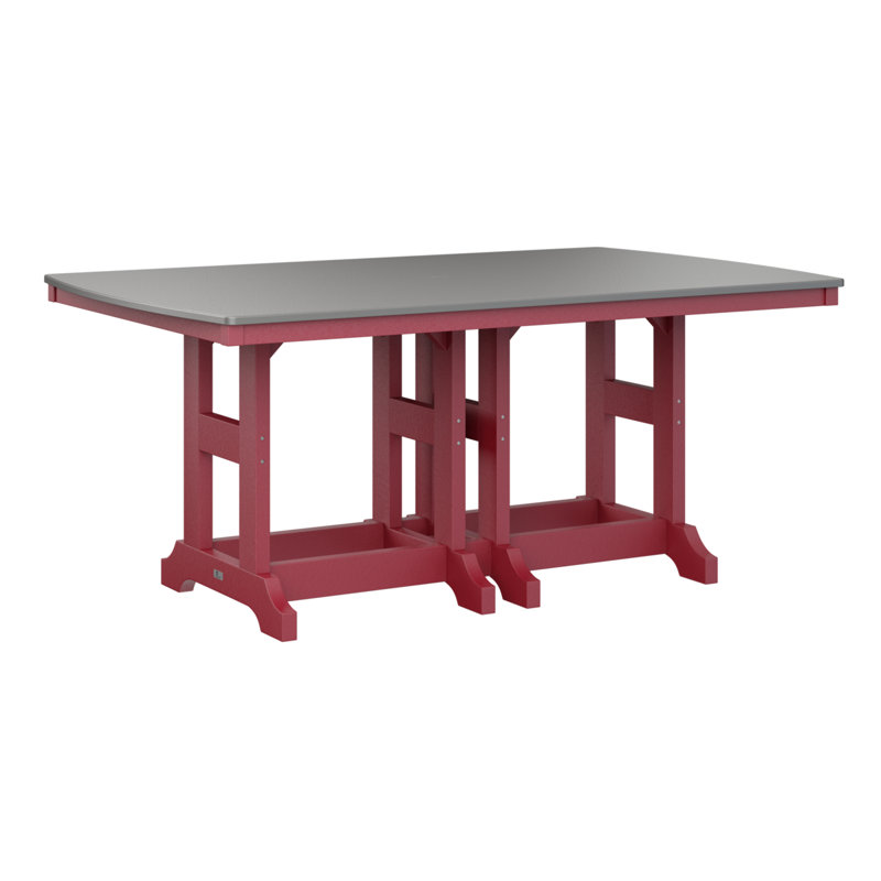 Table de salle à manger rectangulaire Berlin Garden, Acier inoxydable martelé, H 30,87 po x l 72 po x P 44 po, Rouge écarlate