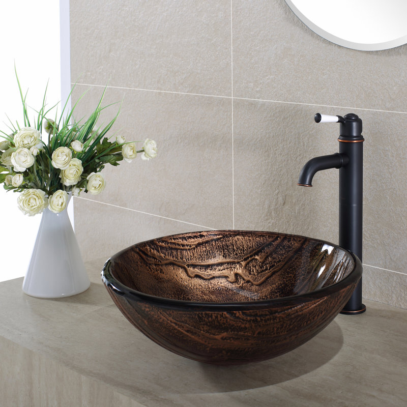Gaia Copper-Brown Glass Circular Vessel Sink