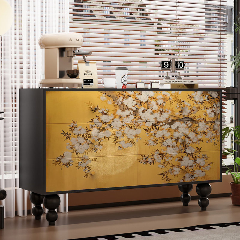 Armoire de luxe rétro avec tiroirs, Noir
