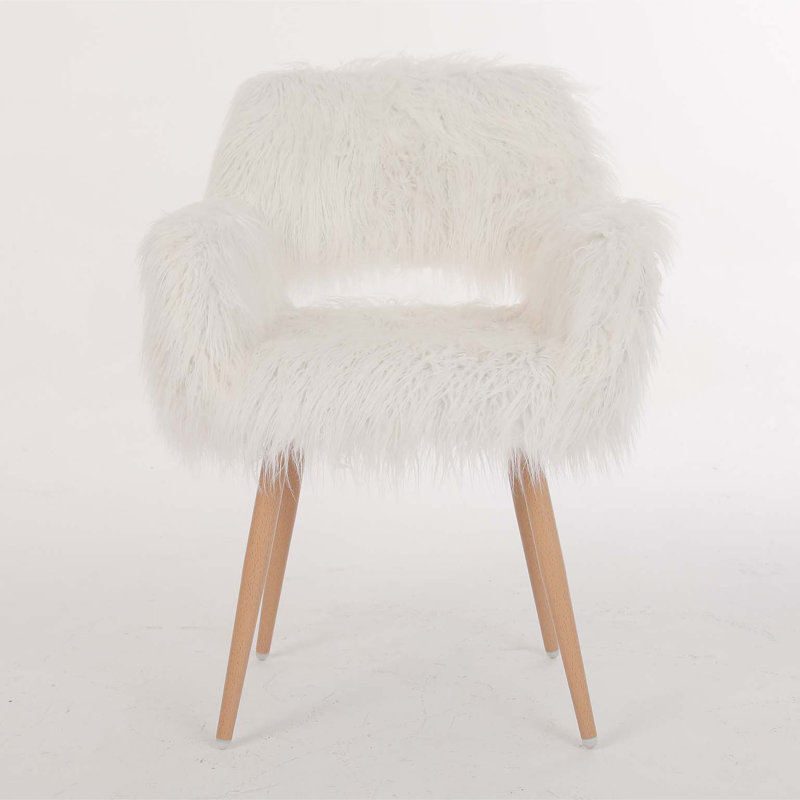 Fauteuil de maquillage rembourré, Fausse fourrure blanche