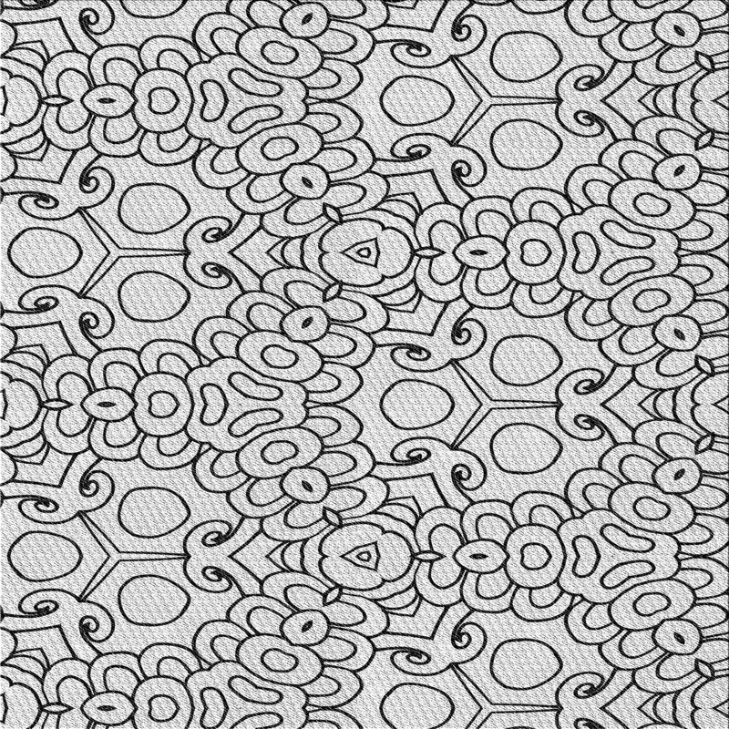 Tapis abstrait blanc / noir, Carré 6 pi