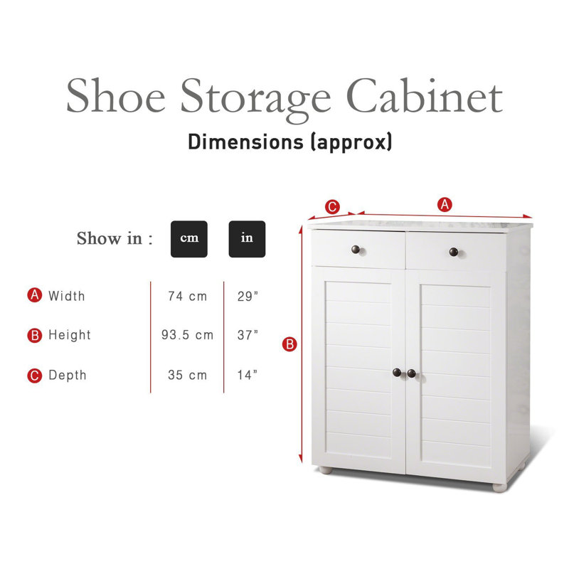 Abdalrahman 12 Pair Shoe Storage Cabinet, Snow White