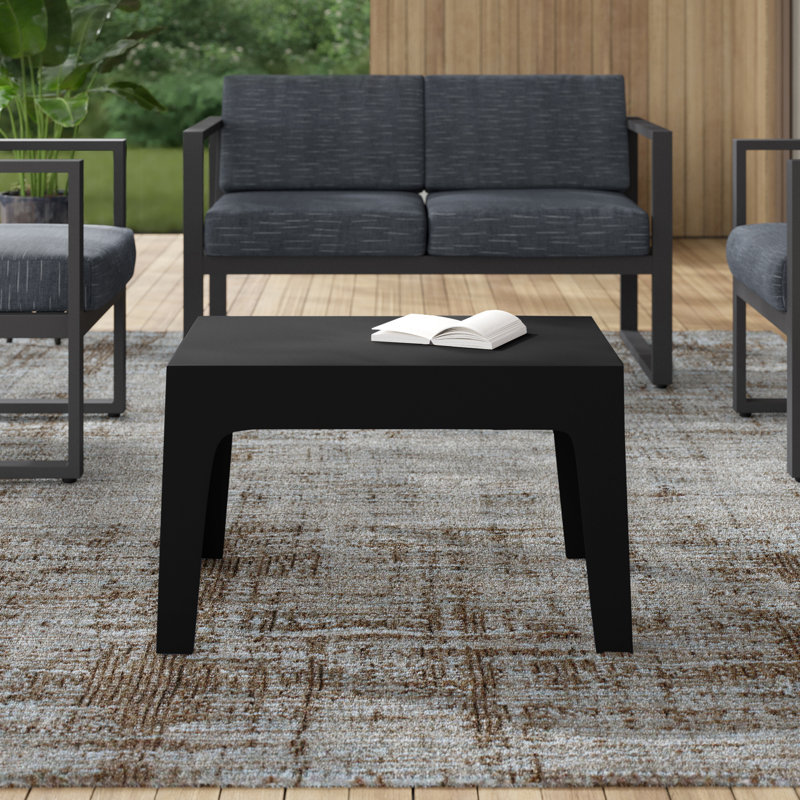 Bence Rectangular Outdoor Coffee Table , 27.5'' in. W 19.6'' in. D, Black