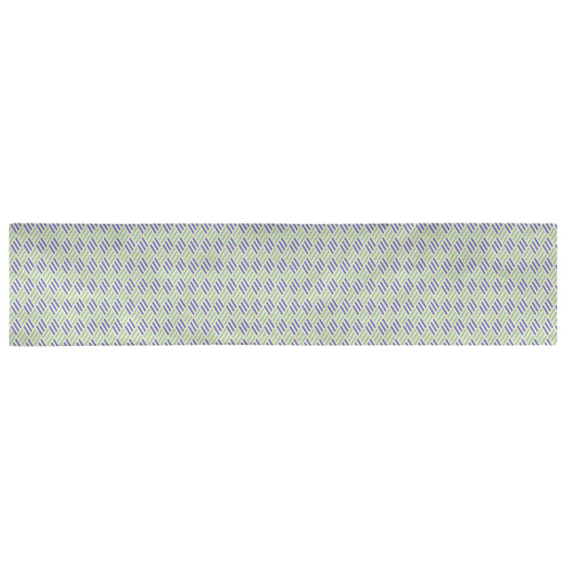 Chemin de table losanges à rayures Avicia, 91,5 po x 17,5 po, Vert / Bleu, Coton