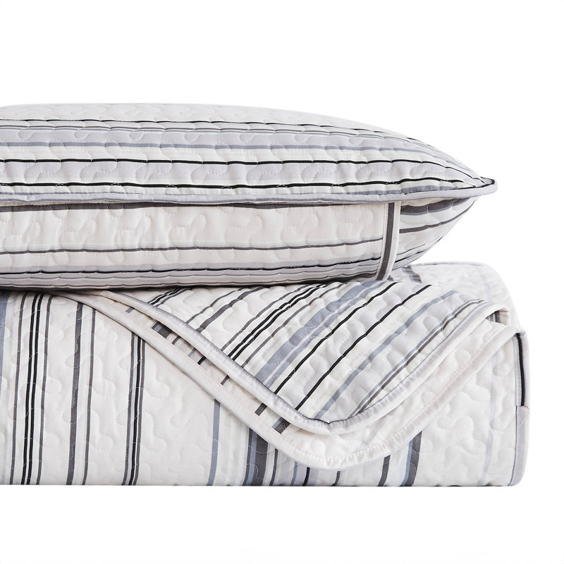 Coastal Grey Full Microfiber Reversible Quilt Set