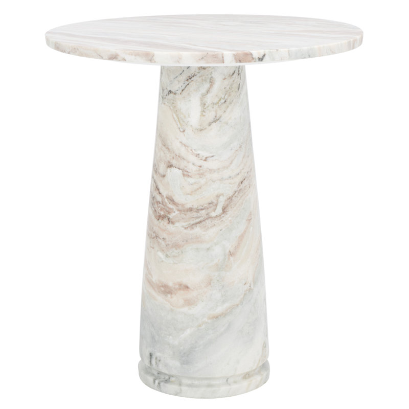 Table de bout en marbre Alysson, Blanc / Brun