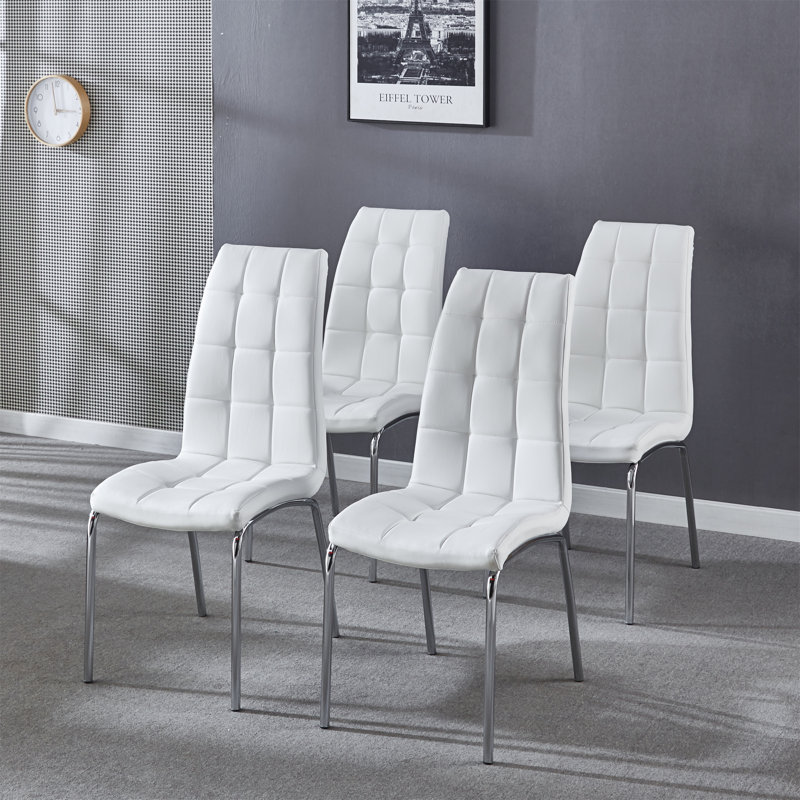 Burcker Tufted Upholstered Side Chair, White