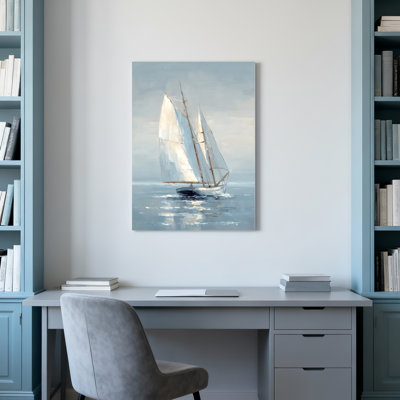 Tableau sur toile représentant un voilier sur une mer calme