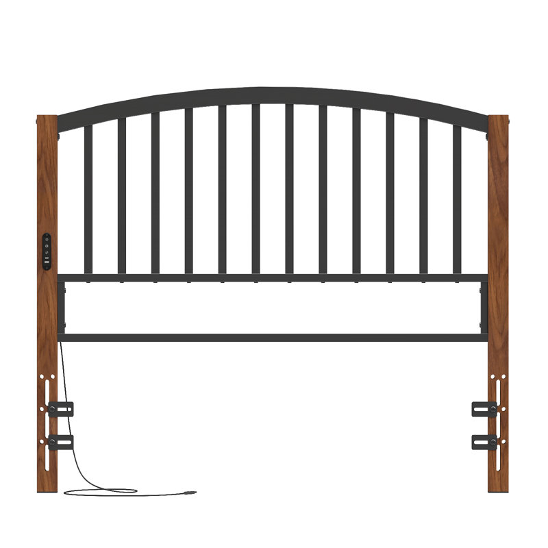 Arch Slats Metal Headboard, Wood Black, Full