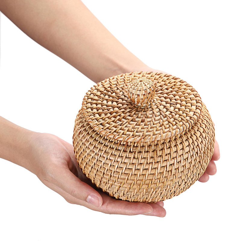 Round Rattan Boxes with Lid