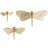Aluminum Metal Dragonfly Gold Wall Decor with Spotted Cutout Wings Set