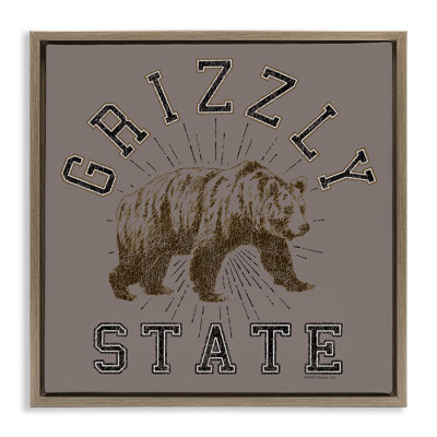 "Grizzly State", art mural rétro sur toile flottante par Spirit Animals / Life Is High