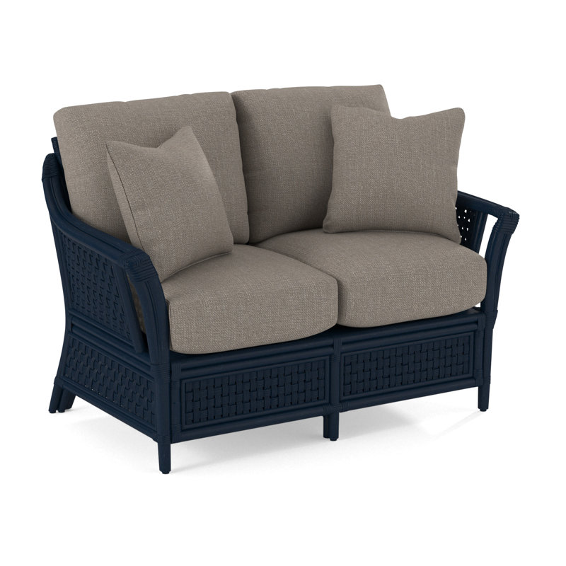 Boca 55'' Upholstered Loveseat, Stone Crypton Performance;, Navy