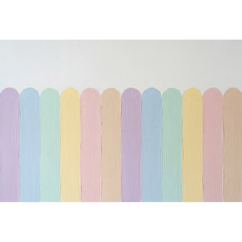 Murale bandes verticales pastel à rayures pastel peintes à la main, Non tissé, 140 po x 108 po