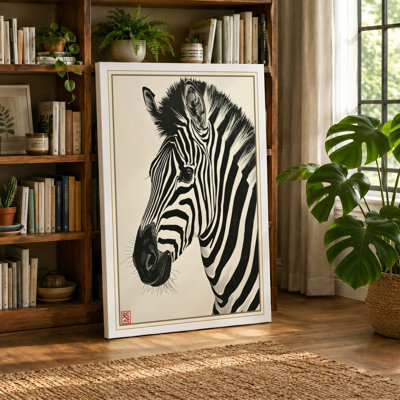 Zebra Study Japandi - Wrapped Canvas