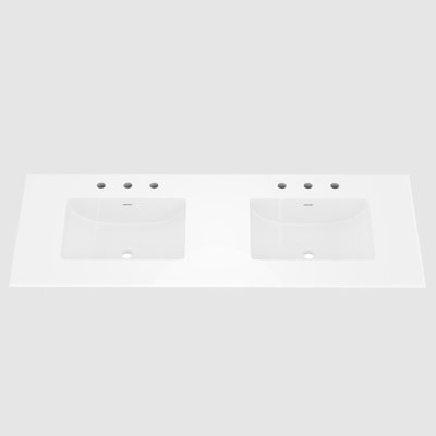 Meuble-lavabo de rangement campagnard avec lavabo double 60 po Chimira, gris rustique