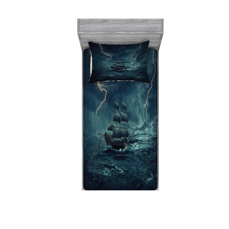 Ensemble de draps Stormy and Rainy, Ensemble de draps pour lit simple TG avec drap-hou