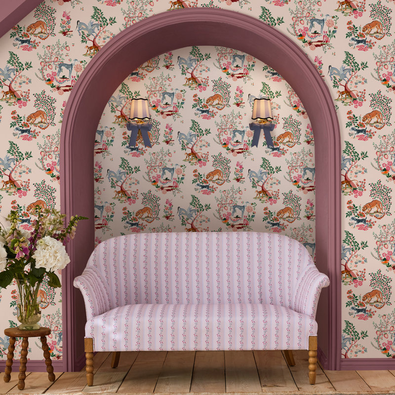 Cath Kidston Painted Kingdom Floral Wallpaper, Pink
