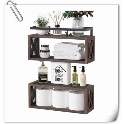 Halima 2 Piece Wood Accent Shelf