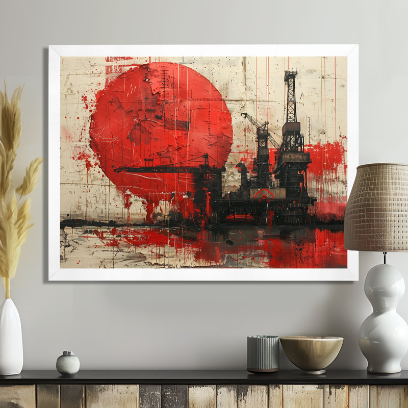 Impression d'art mural rouge noir et pétrochimie, Toile encadrée blanche avec une seule photo, H 24 po x l 32 po x P 1 po