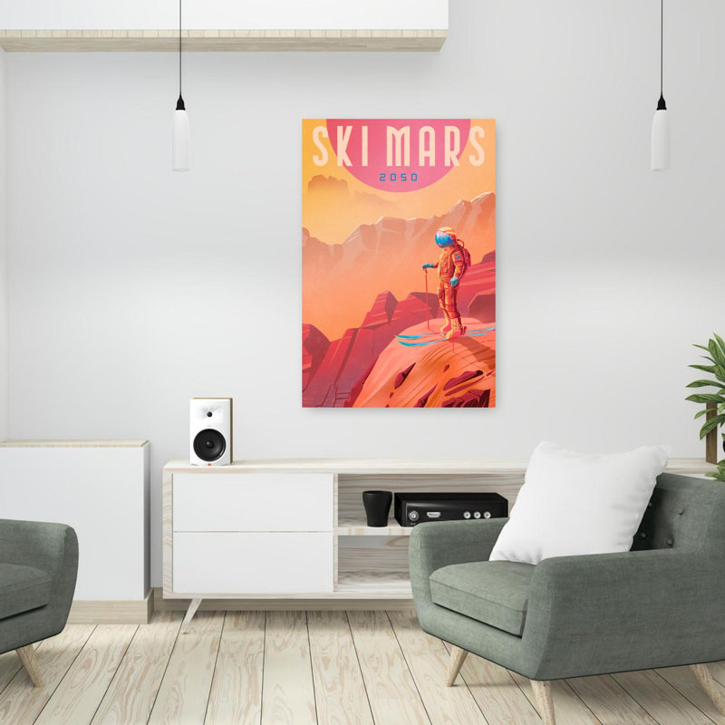 Ski Mars Abstract Contemporary Wall Art Print, 91.44cm H x 60.96cm W