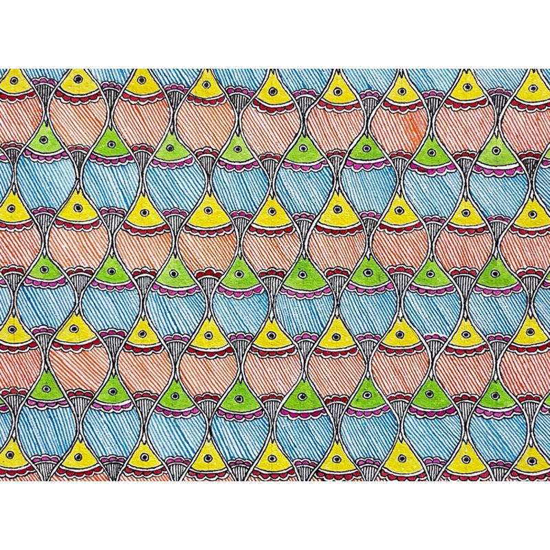 Machhli Raas 2 - Style de vie des poissons | Acrylique sur feuille faite à la main | Par Urwashi Nirala